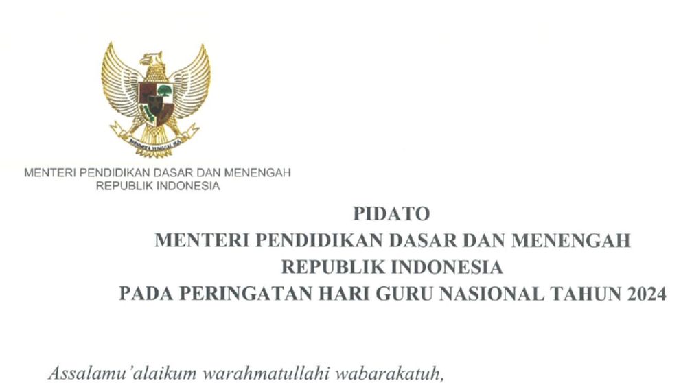 Pidato dan Naskah Doa dalam Rangka Upacara Hari Guru Nasional 2024